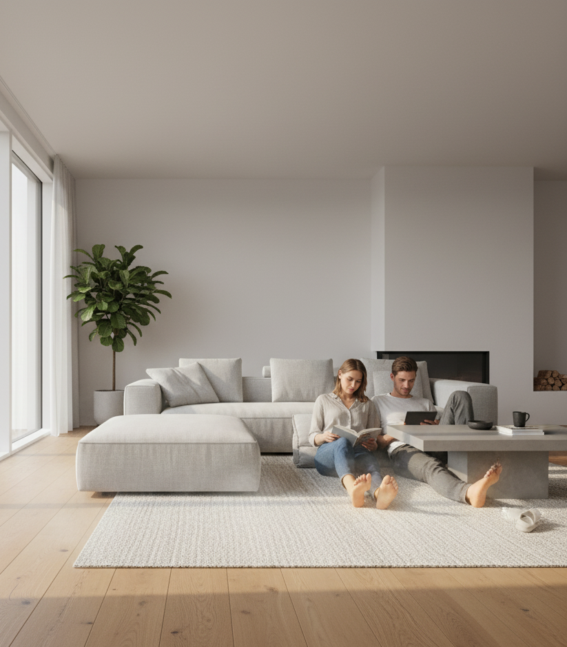 Vloerverwarming in woonkamer